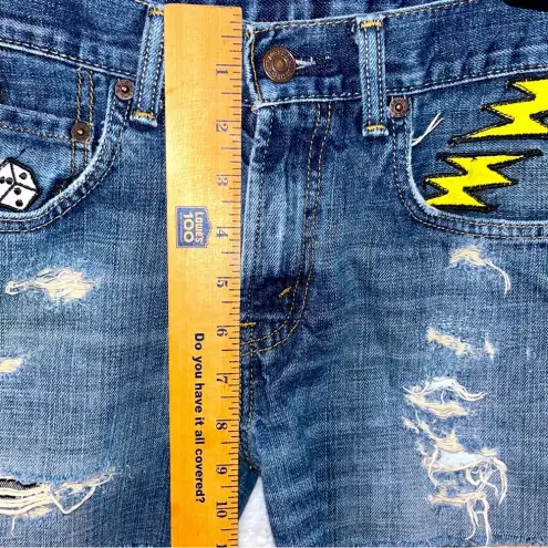 Levi's  569 Cut Off Distressed Denim Shorts Womens 30/31 Patches Y2K Festival‎