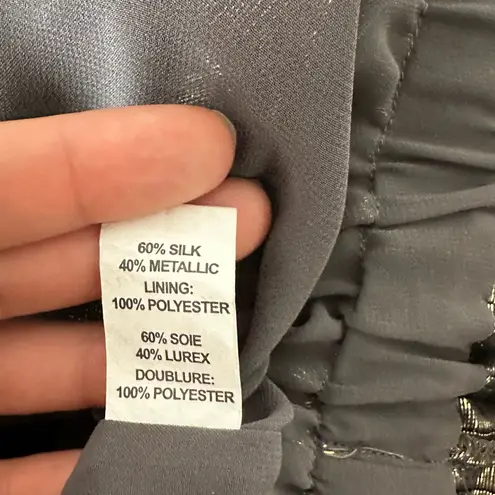 Ramy Brook Tonya Platinum Popover Metallic Blouse