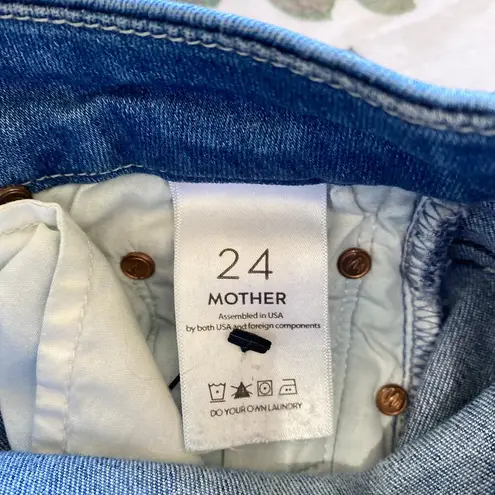 MOTHER Looker Ankle Fray Jeans in Naughty Intentions Size 24 Distressed Skinny Blue