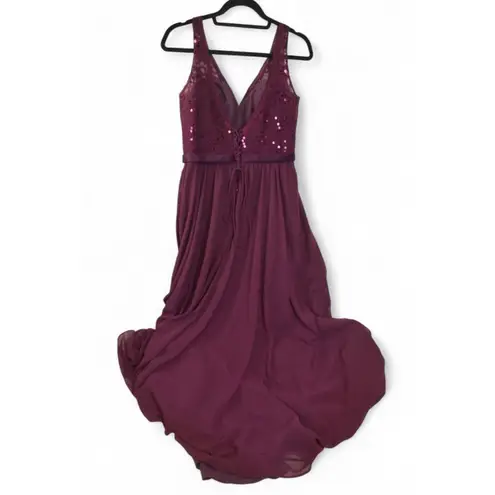 Morilee by Madeline Gardner Burgundy Lace Gown Size 12 Long Formal Dress Red