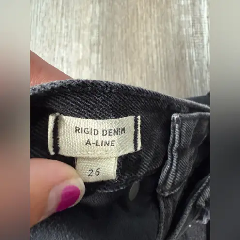 Madewell  Rigid Denim A Line Skirt Mini Skirt Black Gray Size 26