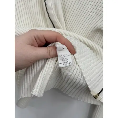 Burton Ribbed Full Zip Sweater Women 2 Ivory Long Sleeve Minimalist Coastal