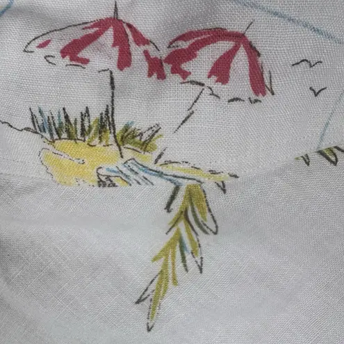 John Paul Richard Tropical Pure Linen Skirt Sz 14 Leaves Hibiscus Beach Umbrella