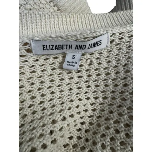 Elizabeth and James Open Knit Cardigan Sweater Women’s Small Ivory Cotton Blend