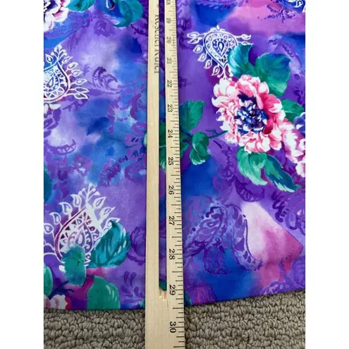 Lounge Vintage Womens 1X Top MuuMuu Shirt Short Sleeve Hawaiian Floral Purple