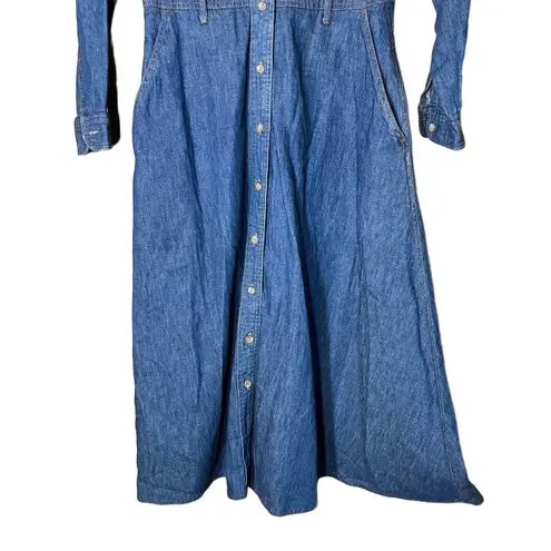 Ruff Hewn Ruff Hewn Vintage Denim Blue Long Sleeve Button Down Maxi Dress Size 8