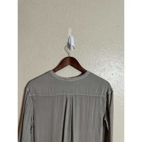 James Perse Collarless Tunic-Style Button Down Sheer Dress Womans Small