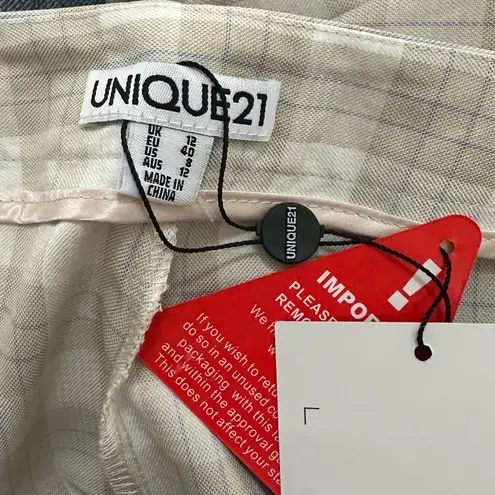 Unique 21 Cream Plaid Women's Pants White Size 8