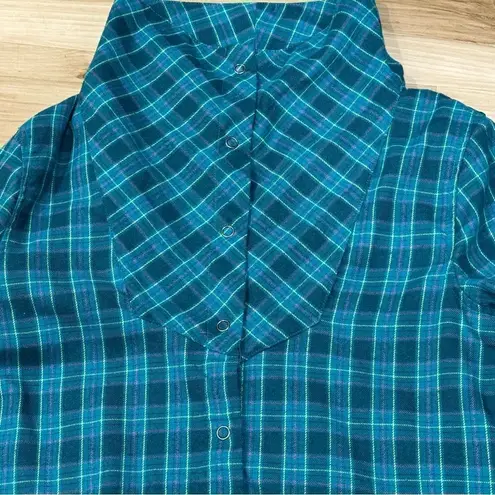 Oakley Cairn Flannel Blue Green Button Up Shirt Women’s XS