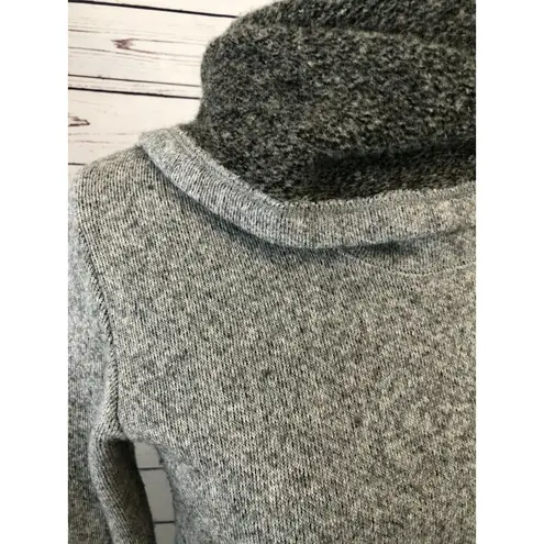 J Crew Small Funnel Cowl Wool Sweatshirt Sweater Wool Blend Gray Pocket Lined