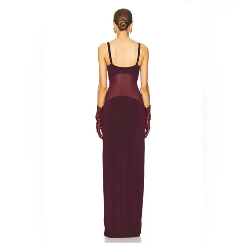 NWT Helsa Sheer Knit Curve Maxi Dress in Merlot, size S Purple