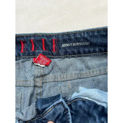 Elle Mid-Rise Skinny Boyfriend Patchwork Straight Leg Jeans Size 10