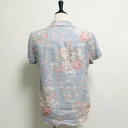 Ralph Lauren  Linen Floral Pleated Shorts Button Up Short Sleeve Set Medium 12