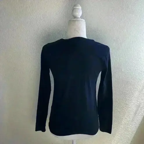 J.Crew  Mercantile Black Long‎ Sleeve Tie Front Crew Neck T Shirt XS Cotton