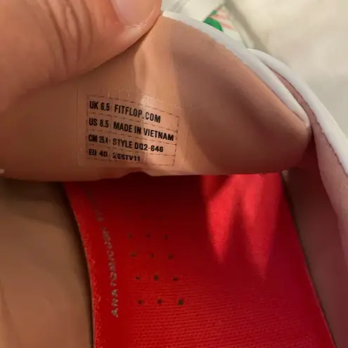 FitFlop Rally Sneakers White and Green Tropical Jungle Print size 8.5