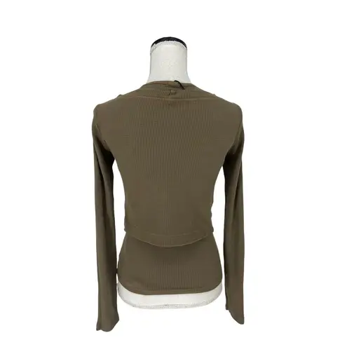 Monrow Baby Thermal Double Layer Cardi Top in Stone Green Size XS