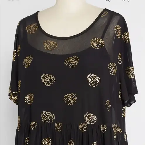 Black Friday Totally Buggin' Babydoll Dress Mesh Black Metallic Bug Print XS NWT