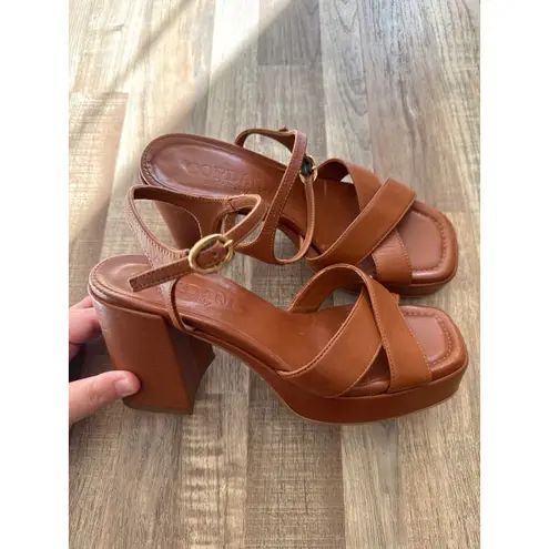 Women's Cordani Made in Italy Bowdie Platform Brown Leather Block Heels size 38