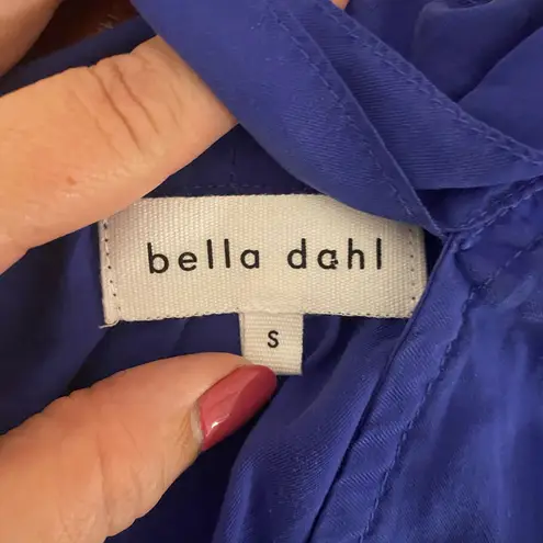 Bella Dahl Blue Long Sleeve Tie Front Blouse with button cuffs size Small