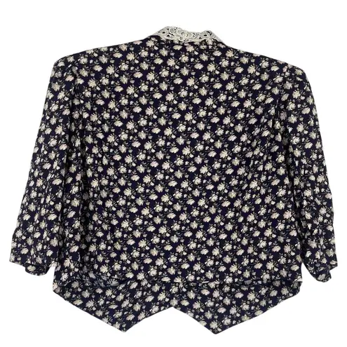 Vintage 90s A.S Elliot Cottagecore Top Sz 2X Coquette Whimsigoth Prairie Granny Blue