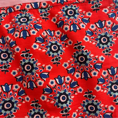 Boden Red Pop Floral Bouquet Modern Pencil Skirt 10