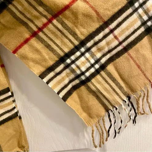 Classic Cream Tartan Plaid Tassel Scarf Unisex Womens One Size White