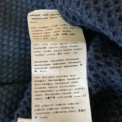 Promod Blue Waffle Knit Rib Trim Crewneck 3/4 Sleeve Career Office Shift Dress M Size M