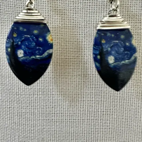 d’ears “Starry Night” Earrings – Vincent Van Gogh Artwork Blue