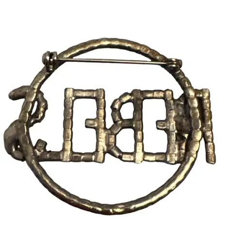 1990s High School Vintage REBELS Rhinestone Brooch Pin Crystal Sparkle Lapel Blue