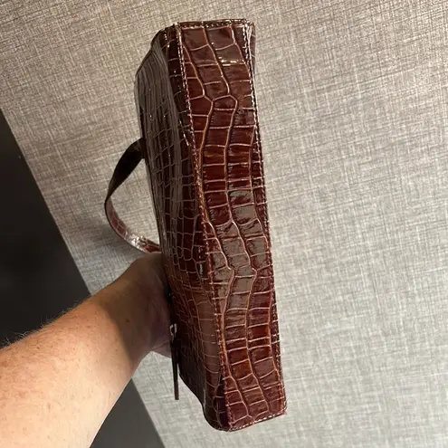 Bisou Bisou Brown Textured Shoulder Bag with Metallic Accents