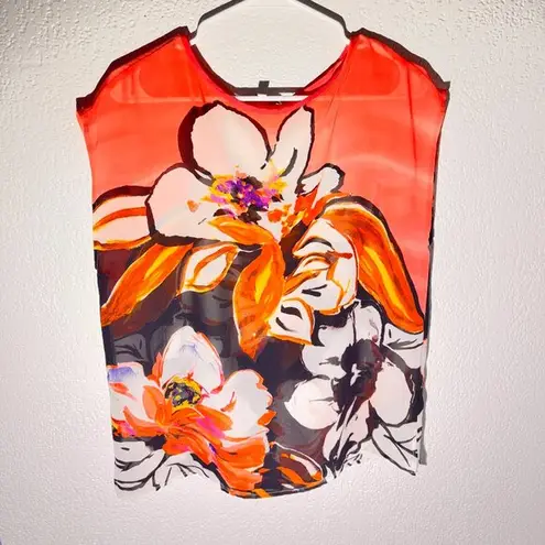 CHAUS NEW YORK floral sheer top in size Medium: