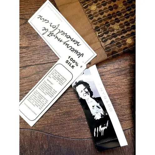 Peter Nygard Small Vintage Bronze Gold Silk Jacket Vintage Dot Party Evening Chi