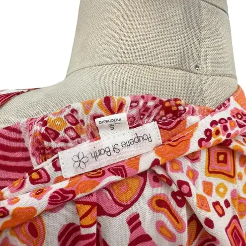 Poupette St. Barth Mini Bona V Red Chagal Printed Pink Orange Dress Size Small