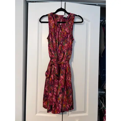 Evereve Floral Print Sleeveless Tie Waist Midi Dress Women's Size M