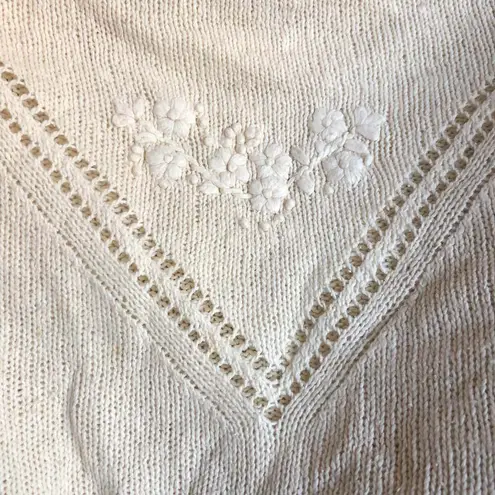 Vintage Essential cream sweater with pearl buttons silk & angora mix size medium