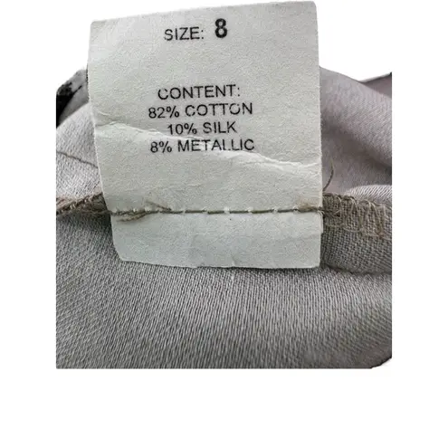 Yeohlee NY Pants Women's 8 Cotton Silk Metallic Blend Taupe Trousers USA Made Brown