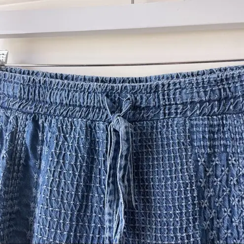 Johnny Was Embroidered Chambray Jogger Cargo Pants Size Large