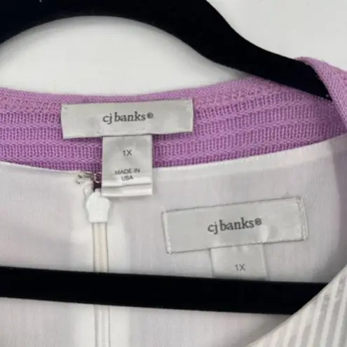 CJ Banks Women's Floral Knit Sweater Midi Dress Set 2 Piece Purple White Size 1X