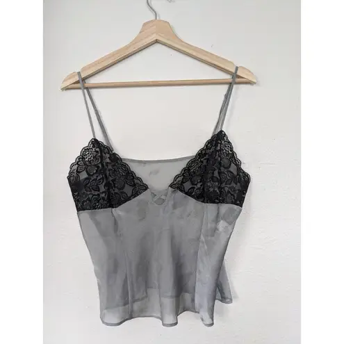 Frederick's of Hollywood Lace Chiffon Cami V-Neck Crop Top Womens Size L