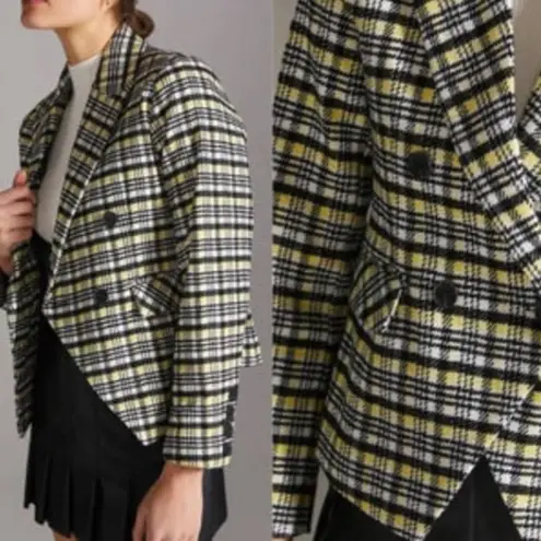 Avec Les Filles Double Breasted Blazer Jacket Plaid Clueless Size Medium NWT