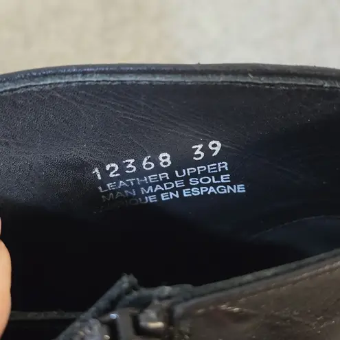 Pertini Boots Womens Sz 39 9 Leather Buckle Stud Ankle Western Steampunk Witch Black