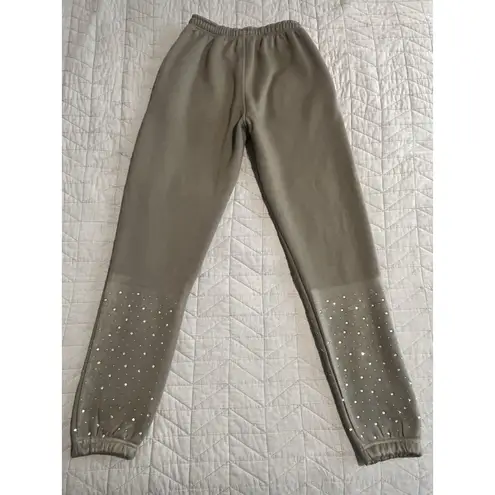Lolliez Sweatpants Womens L Gray Rhinestone Embellished Graphic Print Pockets Size L