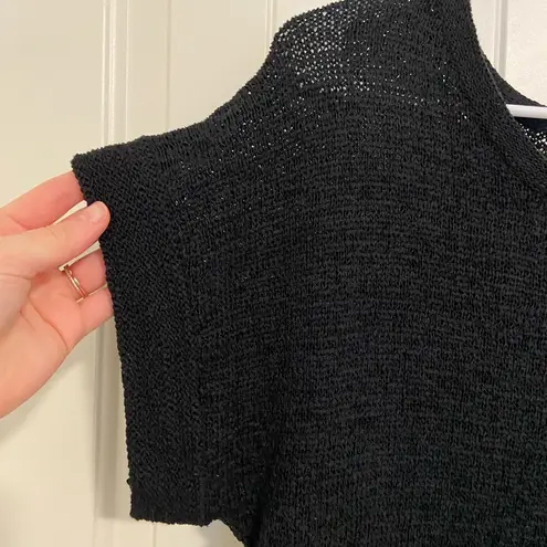 EUC WDNY women’s solid black loosely woven cuffed sleeve sweater large