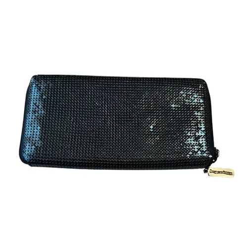 Whiting & Davis Vintage Sparkle Chain Mesh Zip-Around Wallet Midnight Blue