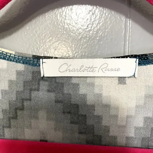 Vintage Y2K Charlotte Russe Gray Chevron Glitter Babydoll Deep V