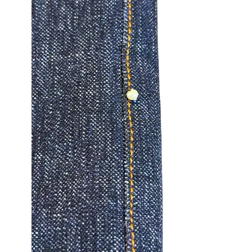 Pearl by Lela Rose Stretch Denim Deedie Dark Straight Leg Pants Women Size 4 Blue