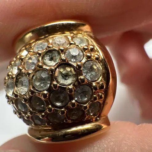 Swavorski Swarovski Crystal Clear Gold Tone Pierced Earrings (Swan Marked) Missing Stones