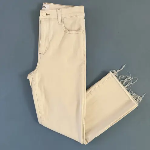 Pistola Lennon Cropped Boot High Rise Raw Hem Sandstone Ecru Jeans