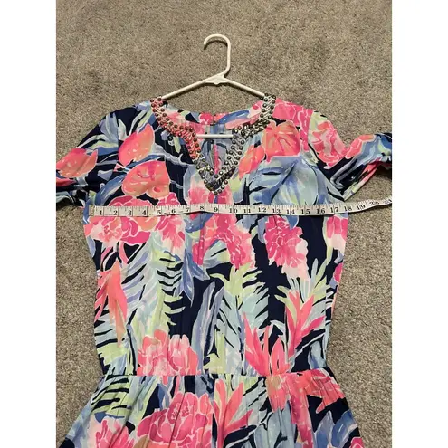 Lilly Pulitzer  Ariele Romper in‎ High Tide Navy Tropicolada Lightweight S
