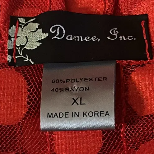 DAMEE Red Polka Dot Sheer Mesh Peplum Button Front Jacket Gray Size XL Korea